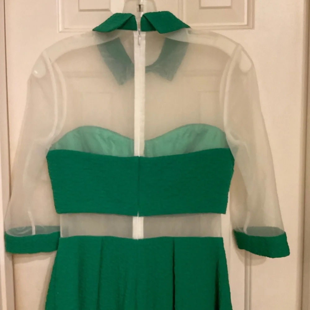 St Patrick Day Dress - Most Adorable Ever!  Green and White Sheer Fabric, Size 4 - Picture 9 of 15